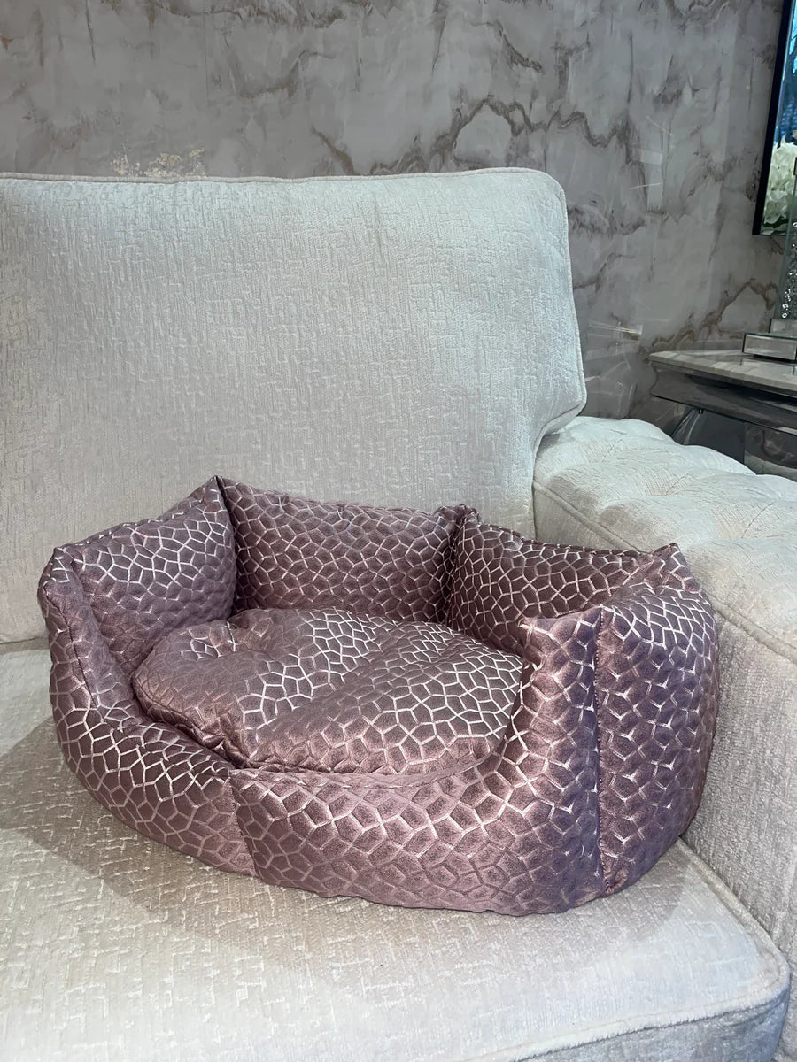 Dusky Pink & Silver Dog Bed