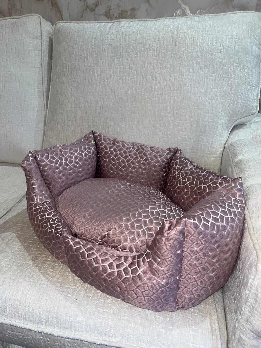 Dusky Pink & Silver Dog Bed
