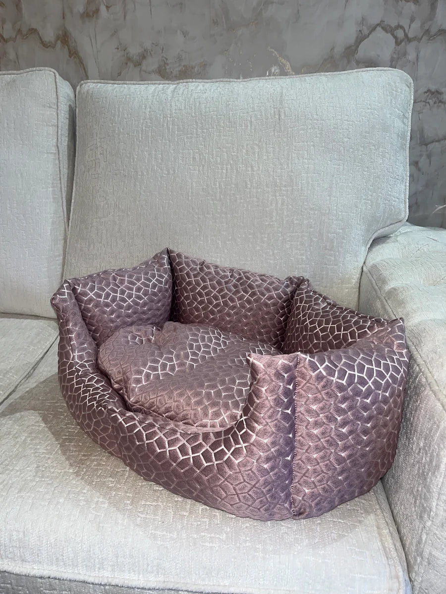 Dusky Pink & Silver Dog Bed